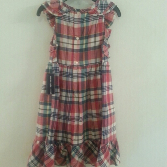 NEW AMERICAN LIVING PLAID DRESS LITTLE GIRLS sz 6 EASTER DRESS - Picture 2 of 4